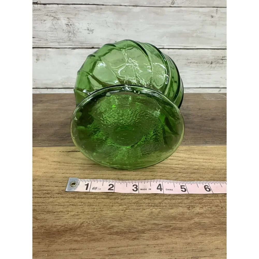 Vintage Emerald Green Glass Thumbprint Pedestal Candy Dish Bowl Planter
